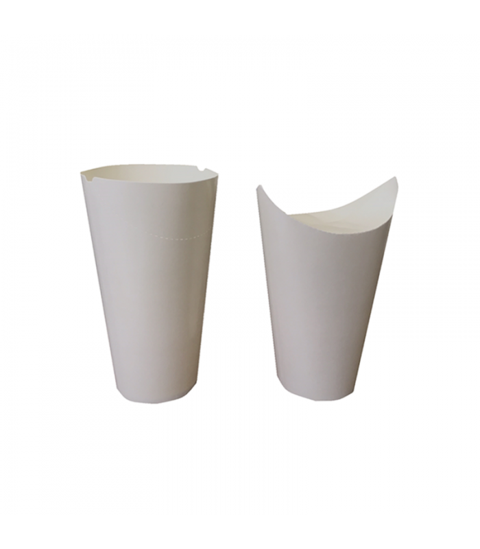 Gobelet snack refermable perforé carton blanc   H157mm 480ml -50Pcs