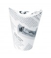 Gobelet snack refermable perforé carton blanc décor journal   H139mm 350ml -50Pcs
