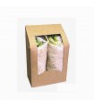 Boite wrap carton brun à fenêtre PLA  95x54mm H152mm -50Pcs