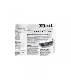 Sac papier ingraissable blanc ouvert sur 2 côtés avec décor journal  170x170mm -1000Pcs