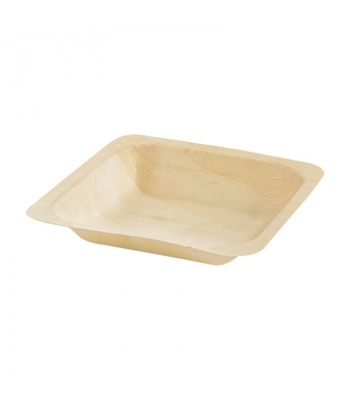 Assiette carrée en bois "Scandinavie"  140x140mm H25mm -50Pcs