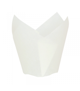 Caissette de cuisson forme tulipe en papier blanc siliconé   H60mm -100Pcs