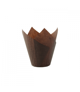 Caissette de cuisson forme tulipe en papier marron ingraissable  H90mm -100Pcs