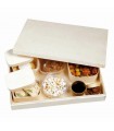 Plateau repas en bois complet avec couvercle et 4 contenants 180x130mm H55mm -16Pcs