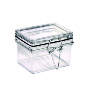 Bocal plastique PS transparent rectangulaire 51x69mm H53mm 100ml -12Pcs