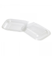 Saladier plastique PET carré transparent avec couvercle 195x195mm H30mm 500ml -25Pcs