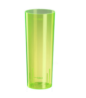 Verre tube plastique PS jaune fluorescent réutilisable  H152mm 300ml -10Pcs