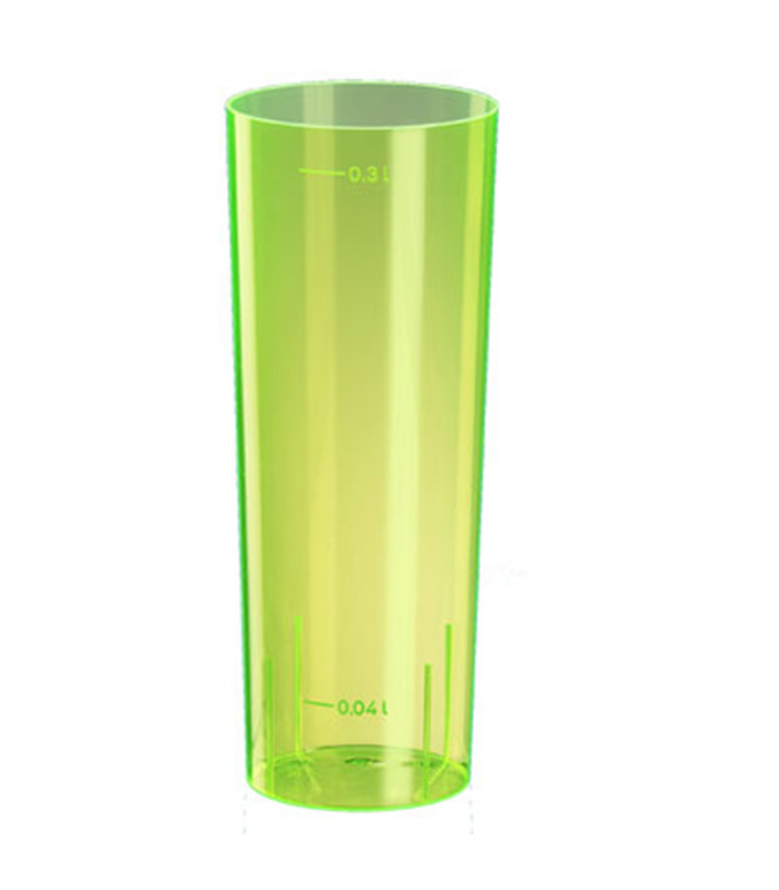 Verre tube plastique PS jaune fluorescent réutilisable  H152mm 300ml -10Pcs