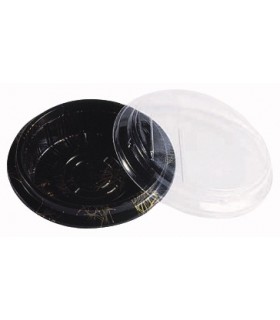 Plat plastique PP rond noir décor doré -600Pcs
