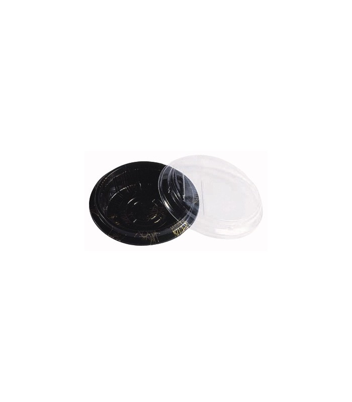 Plat plastique PP rond noir décor doré -600Pcs