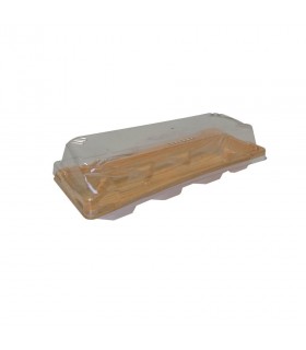 Barquette sushi rectangulaire plastique décor "bois" 170x70mm H20mm -2000Pcs
