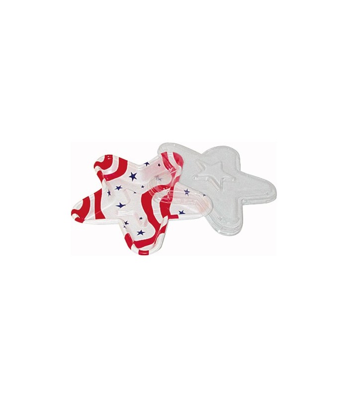 Barquette plastique décor "étoile USA" -25Pcs