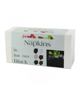 Serviette cocktail coton noir  200x195mm -100Pcs
