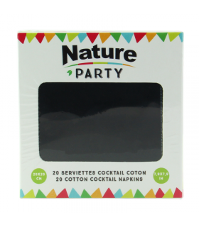 Serviette coton noir pour cocktail 200x195mm -20Pcs