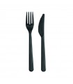 Kit couvert plastique PS noir ?Lux? 2 en 1: couteau et fourchette 180 -250Pcs