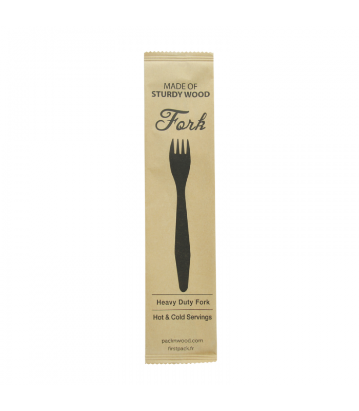 "Hercule" Fourchette en bois, emballage papier kraft  H185mm -50Pcs