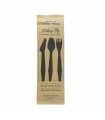 Hercule kit couvert bois 4 / 1: couteau fourchette cuillère serviette, emballage kraft   H185mm -50Pcs