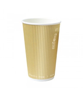Gobelet Rippley en carton kraft ondulé beige à double paroi  H136mm 470ml -25Pcs