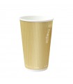 Gobelet Rippley en carton kraft ondulé beige à double paroi  H136mm 470ml -25Pcs
