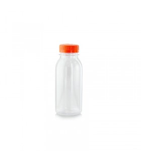 Bouteille transparente en plastique RPET avec bouchon orange 56 H150mm 250ml -300Pcs