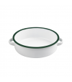 Plat rond avec anses blanc en acier émaillé à bord vert   H50mm 1000ml -12Pcs