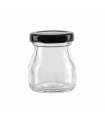 Pot à dessert en verre avec couvercle noir en metal à visser  H58mm 50ml -240Pcs