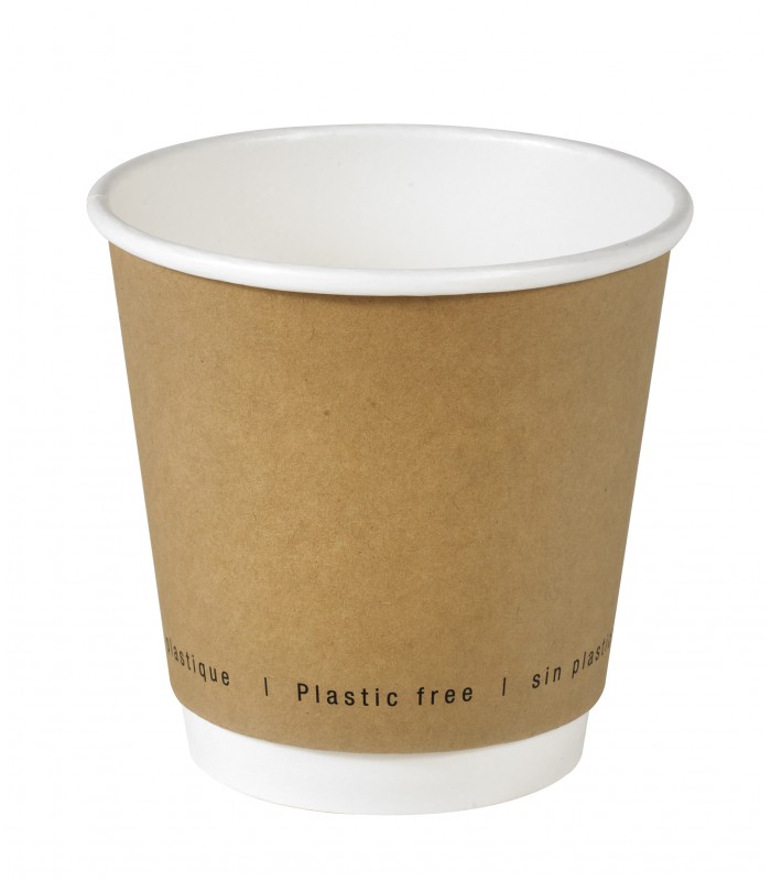 Gobelet en carton brun à double paroi sans matière plastique, Waterbased  H86mm 300ml -25Pcs