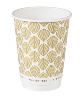 Gobelet en carton brun à double paroi sans matière plastique, Waterbased  H110mm 350ml -25Pcs