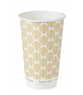 Gobelet en carton brun à double paroi sans matière plastique, Waterbased  H136mm 460ml -25Pcs