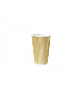 Gobelet Rippley en carton kraft ondulé beige à double paroi sans plastique, Waterbased  H62mm 120ml -25Pcs