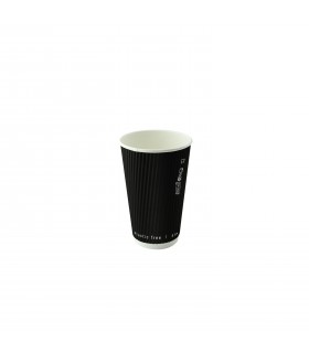 Gobelet Rippley en carton kraft ondulé noir à double paroi sans plastique, Waterbased  H62mm 120ml -25Pcs