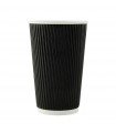 Gobelet Rippley en carton kraft ondulé noir à double paroi sans plastique, Waterbased  H136mm 460ml -25Pcs