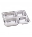 Plateau repas NoxTray en inox 4 compartiments avec couvercle en plastique PP  280x220mm H40mm -10Pcs