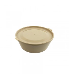 Bol Reemp beige en plastique PP avec couvercle attaché  H36mm 180ml -100Pcs