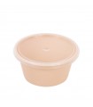Bol Reemp beige en plastique PP avec couvercle transparent   H40mm 120ml -100Pcs