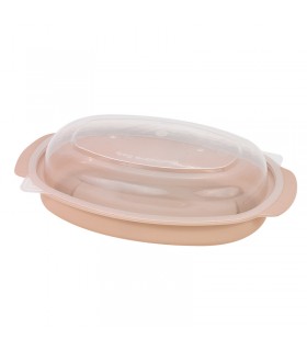 Bol Reemp beige en plastique PP avec couvercle transparent   H76mm 600ml -50Pcs