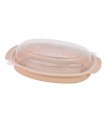 Bol Reemp beige en plastique PP avec couvercle transparent   H76mm 600ml -50Pcs