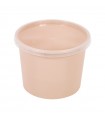 Bol Reemp beige en plastique PP avec couvercle transparent   H90mm 700ml -50Pcs