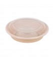 Bol Reemp beige en plastique PP avec couvercle transparent   H51mm 700ml -50Pcs