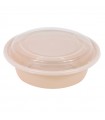 Bol Reemp beige en plastique PP avec couvercle transparent   H67mm 980ml -50Pcs
