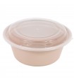 Bol Reemp beige en plastique PP avec couvercle transparent   H82mm 1200ml -50Pcs