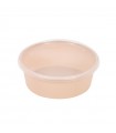 Bol Reemp beige en plastique PP avec couvercle transparent   H41mm 300ml -50Pcs