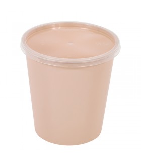 Bol Reemp beige en plastique PP avec couvercle transparent   H125mm 1000ml -50Pcs