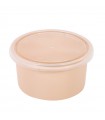 Bol Reemp beige en plastique PP avec couvercle transparent   H49mm 225ml -50Pcs