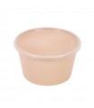 Bol Reemp beige en plastique PP avec couvercle transparent   H52mm 470ml -50Pcs