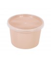 Bol Reemp beige en plastique PP avec couvercle transparent  226x154mm H54mm 600ml -50Pcs