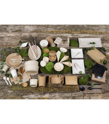 Assiette carrée brune en pulpe  160x160mm -25Pcs