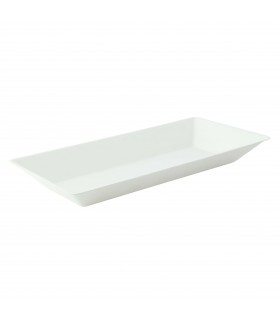 Assiette rectangulaire blanche en pulpe   260x130mm H28mm 500ml -50Pcs