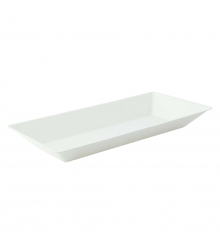 Assiette rectangulaire blanche en pulpe   260x130mm H28mm 500ml -50Pcs