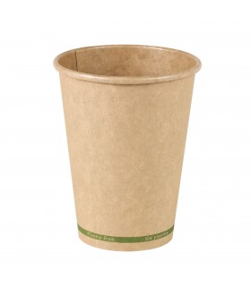 Gobelet Zen en carton kraft brun sans plastique, Waterbased  H110mm 350ml -50Pcs
